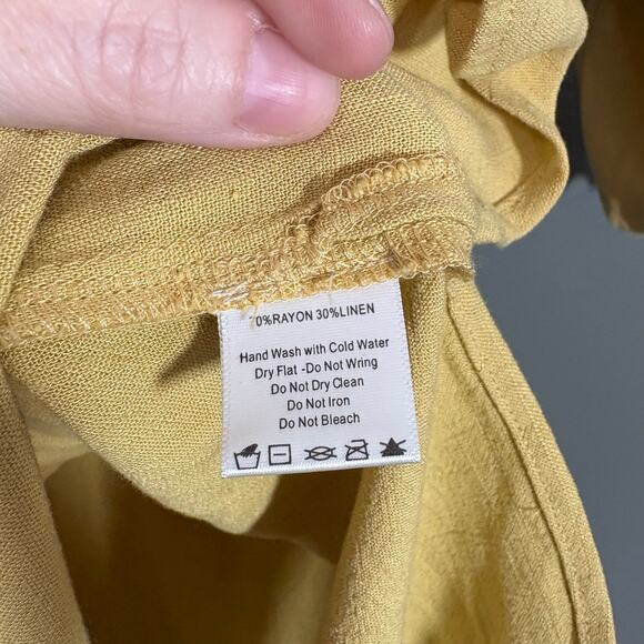 P. Cill Womens Butter Yellow Lagenlook Linen Blend Top - Size Small - Minimalist - Picture 6 of 7